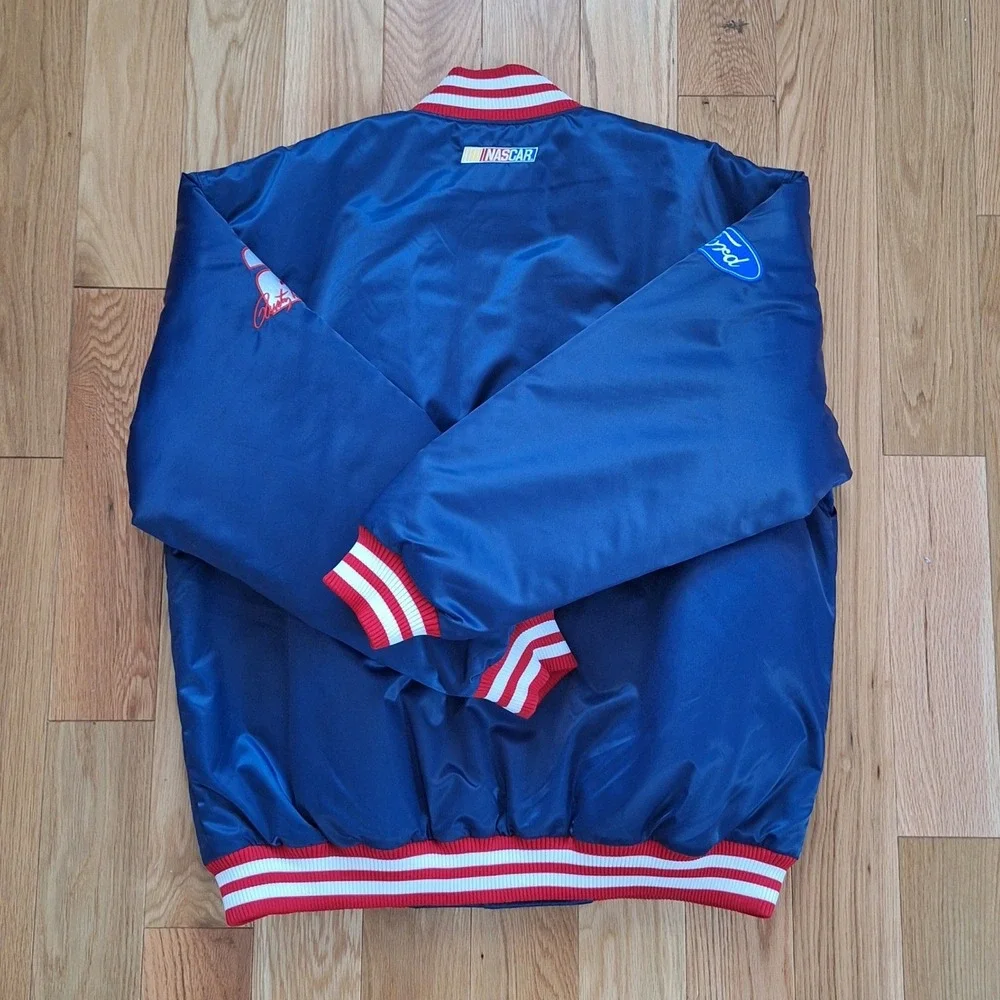 Vintage 90s Miller Time Satin Bomber Jacket XL Miller Lite NASCAR Rusty Wallace